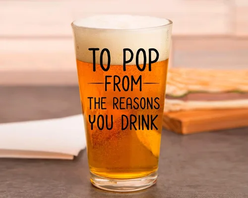 Vista 4 de PREZZY Vaso de cerveza para el día del padre, para estallar de las razones por las que bebes el vaso de cerveza, mejor vaso de cerveza para papá