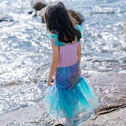 Vista 3 de Disfraz de sirena para niñas y niñas disfraz de princesa cosplay fiesta de cumpleaños