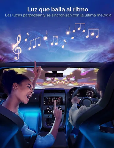 Vista 3 de Govee - Luces para interior de auto, tira de luz Led para auto, diseño de dos líneas, impermeables, 4 unidades de 48 ledes, controlador