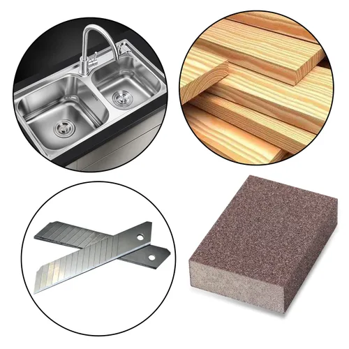 Vista 3 de Esponja de lijado 60 bloques gruesos de grano 60 para lijado de metal, cepillo de lijado de madera, lavable y reutilizable, N-G-001-60