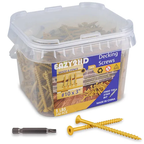 Vista 11 de Eazy2hD Tornillos de madera para exteriores # 10 x 2-1/2", tornillos para terraza T25 Star Torx Drive, 377 PCS tornillos autorroscantes de acero