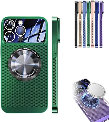 Vista 12 de Funda magnética de disipación de calor galvanizada para iPhone 13 14 Plus Pro Max, funda de refrigeración magnética sin marco para ventana grande