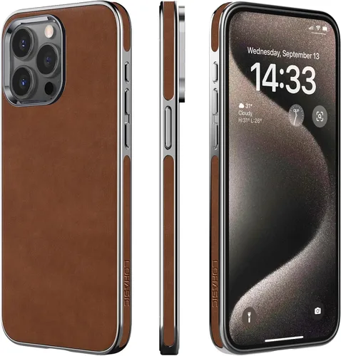 Vista 13 de LOHASIC Funda para iPhone 12 y iPhone 12 Pro - Fundas para teléfono i Phone 12 con borde cromado delgado, fundas de cuero de diseño suave, funda