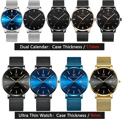 Vista 5 de INTIMEMATE Reloj de pulsera para hombre, de lujo, con diamantes de lujo, con calendario, vestido de negocios, reloj brillante para hombre