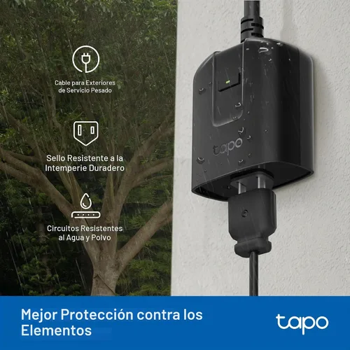 Vista 4 de Tapo Enchufe Inteligente Regulador para Exteriores para Luces Exteriores, Matter, Control por Aplicación, Resistente a la Intemperie IP65, Funciona