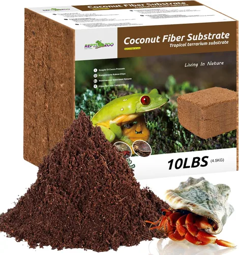 Vista 10 de REPTI ZOO Sustrato de reptiles de coco de 72 cuartos de galón, ropa de cama de reptiles de cáscara de coco para pitón de bola, serpientes, geckos