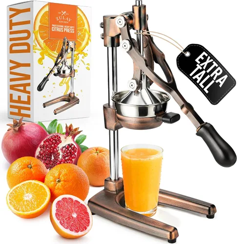 Vista 32 de Zulay Kitchen - Exprimidor de hierro fundido, exprimidor manual naranja, prensa de cítricos, color negro 01 - negro