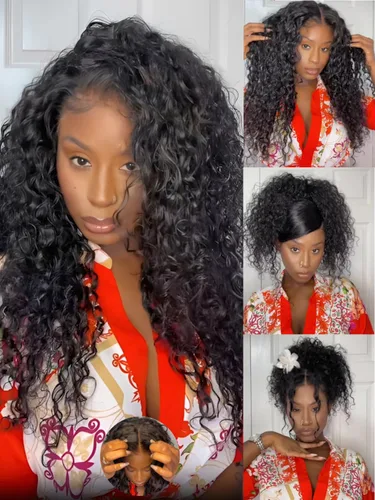 Vista 31 de KLAIYI Bye Bye Slip™ Ombre Chestnut Brown Bob Curly Glueless Precut 7x5 Lace Front Wigs Human Hair Side Part Drawstring Pre Plucked Bleached Knots