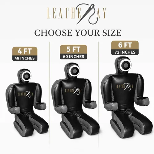 Vista 5 de LEATHERAY MMA Jiu Jitsu Grappling Dummy Judo Saco de boxeo, Maniquí de Jiu Jitsu brasileño, Lucha Grappling BJJ Dummy Negro - Sin relleno
