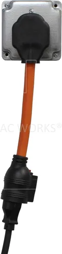 Vista 6 de AC WORKS Cable adaptador hembra doméstico de 4 clavijas de 220 voltios a 120 voltios y 15/20 amperios