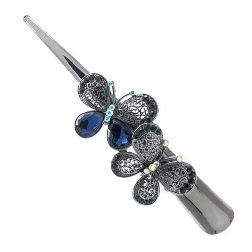 Vista 7 de Fashion & Lifestyle Juego de 3 pinzas de corte de cocodrilo grandes de aleación de metal para mujeres y niñas, horquillas de sujeción bastante