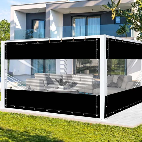 Vista 11 de FoundGo - Cortinas de vinilo de 8'H x 7'W para patio de 19oz, cercado de vinilo transparente para exteriores, lona resistente transparente