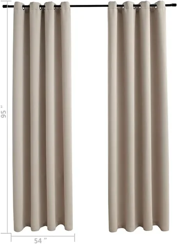 Vista 5 de Cortinas opacas con anillos, 2 piezas, cortinas de oscurecimiento de habitación, cortinas de ventana, cortinas aisladas, cortinas de bloqueo de luz