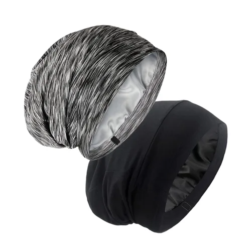Vista 13 de Gorro de Dormir con Forro de Satén de Seda - Ajustable que se Mantiene Toda la Noche, Cobertura Envolvente para el Cabello, Gorro Holgado