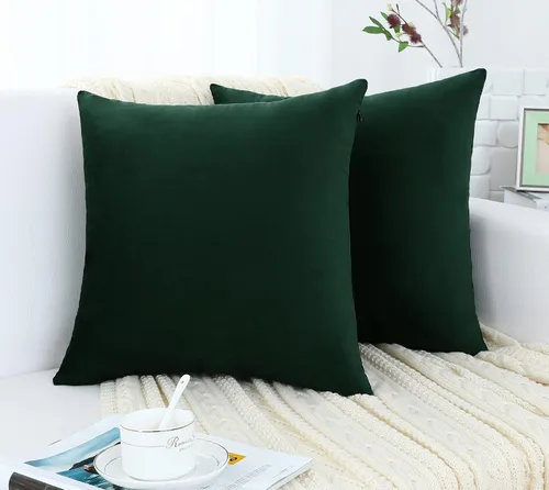 Vista 2 de Jeneoo Juego de 2 fundas decorativas para cojines de terciopelo suave y cómodo, funda sólida para cojín de sofá, decoración