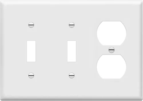 Vista 11 de ENERLITES Placa de pared combinada de triple banda, interruptor de palanca doble/placa de cubierta de receptáculo dúplex individual, tamaño estándar