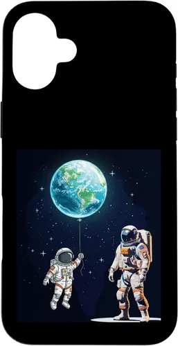 Vista 23 de Astronauts in Space Parent & Child in spacesuits with Planet Case for iPhone 16