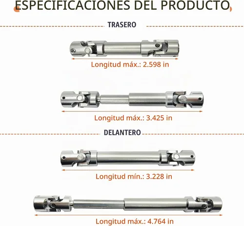 Vista 4 de Eje de transmisión de acero inoxidable 2pcs para 1/18 RC Rock Car Axial UTB18 Capra