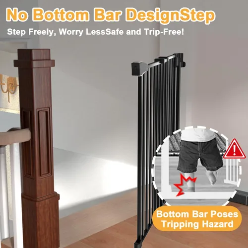Vista 2 de DEARBB Puerta de bebé de 29.5 a 43.3 pulgadas, sin barra inferior, puerta grande para pasar, cierre automático, montaje en pared de metal