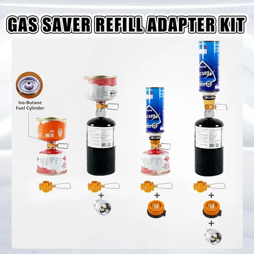 Vista 5 de Kit de Adaptador de Recarga de Gas RULLINE para Estufas de Camping - Juego de Adaptador de Recarga de Botella de Válvula EN417 Lindal para Tanques