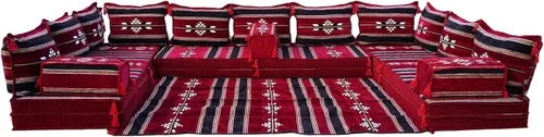 Vista 27 de Sofá de piso modular hecho a mano arabicsofa – Asiento oriental Majlis con cojines de respaldo