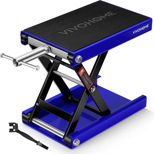 Vista 9 de VIVOHOME Gato de tijera para elevador de motocicleta de 1100 libras, soporte de elevación de cubierta ancha, color negro