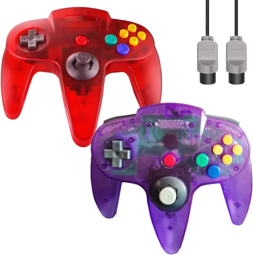 Vista 7 de ZeroStory Classic N64 Controller, Wired N64 Controller Upgraded Joystick for N64 Video Game Console (Transparent Red and Transparent Blue)