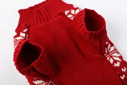 Vista 5 de Suéter para perros y gatos con motivos festivos, color rojo clásico, XS, Rojo