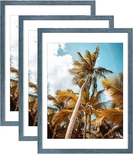 Vista 106 de Frametory, Marco de fotos de 11 x 14 pulgadas con paspartú para fotos de 8 x 10 pulgadas, moldeado ancho de vidrio de alta definición, accesorios