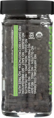 Vista 2 de Spicely Organic Peppercorn Black Entero Tarro de 1.70 onzas certificado sin gluten