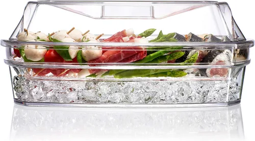Vista 3 de Prodyne Plato de fiesta de hielo, 15 1/2 x 11 x 6 pulgadas, transparente