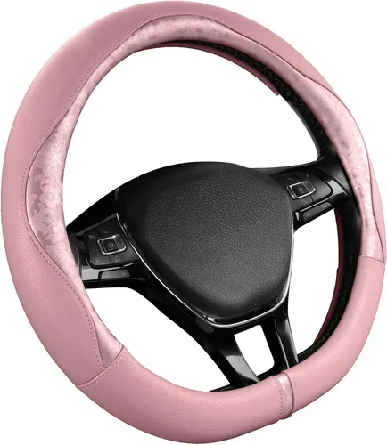 Vista 12 de PIC AUTO Funda para volante, diseño de retazos de cuero negro estampado y azul, ajuste universal de 14.5 a 15.5 pulgadas, antideslizante, sin olor