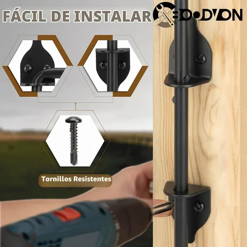 Vista 4 de Perno de Caña de 12 Pulgadas para Puerta, Varilla de Caída, Herraje Resistente para Puerta, Pestillo de Suelo para Cercas de Madera, Tope