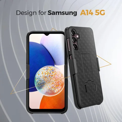 Vista 2 de MOTIVE Funda diseñada para Samsung Galaxy A14 5G con clip para cinturón, funda con clip para Samsung A14, funda protectora delgada y resistente a