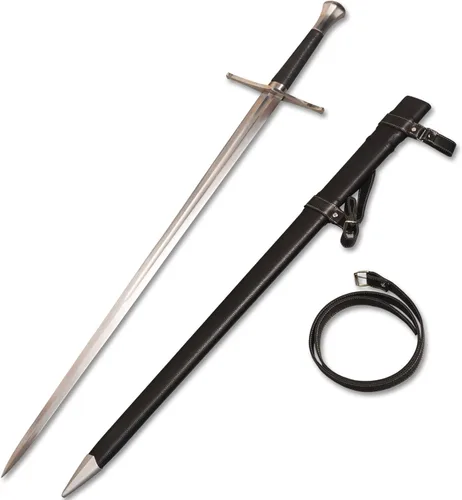 Vista 10 de Handmade Cast Sharp Blade Medieval Sword, Full Tang, with Leather Protective Cover,Real Metal Sword for Collection Gift