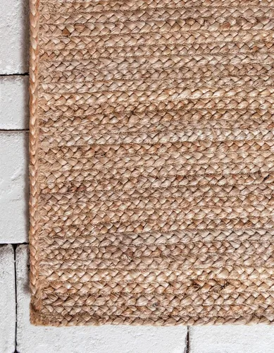 Vista 7 de Unique Loom Alfombra trenzada de la colección de yute - Dhaka (escalera de 0 pies 9 pulgadas x 2 pies 6 pulgadas, natural)