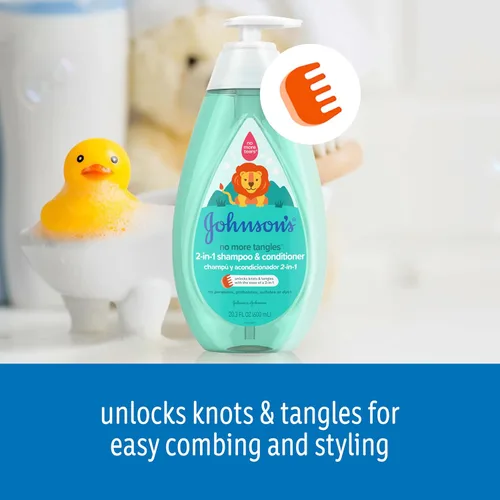 Vista 2 de Johnson's Kids Sin Más Enredos Champú y Acondicionador Desenredante 2 en 1 para Niños y Pequeños, Suave y Sin Más Lágrimas, Hipoalergénico y Libre