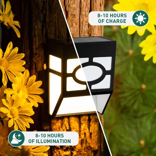 Vista 13 de Solpex Luces solares para terraza, luces solares para valla, 2 modos de luces de decoración de Navidad, patrón único, impermeable automático
