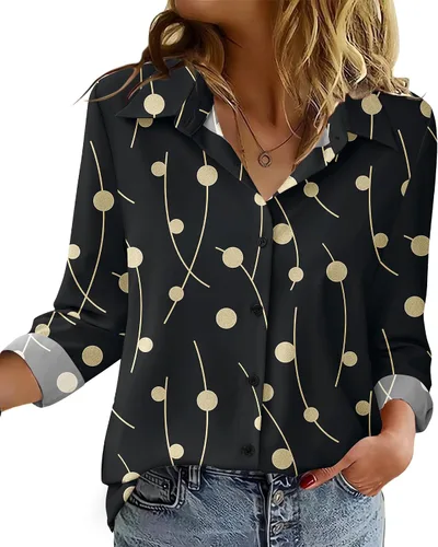 Vista 26 de Zeagoo Blusa para mujer, de manga larga, con botones, casual, ligera, lisa/estampada