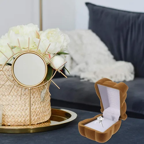 Vista 6 de FOMIYES Caja de anillo de compromiso con mini oso, caja de anillo de boda, caja de regalo creativa, caja de regalo para propuesta de compromiso