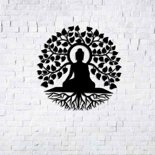 Vista 9 de Arte de pared de metal de Buda, decoración de pared hindú de Patna, estudio de yoga, letrero de metal Om, regalo para el hogar, arte zen, decoración