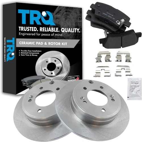 Vista 64 de TRQ Juego de pastillas de freno y rotor de cerámica trasera compatible con Honda Accord V6 1998-02 3.0L con frenos de disco traseros 02-06 Acura RSX