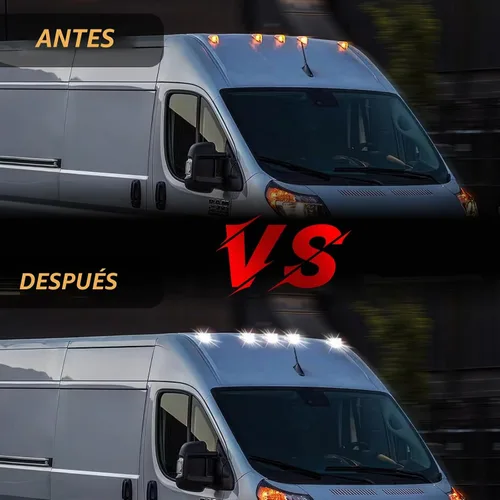 Vista 5 de Luces de Marcador de Techo de Cabina Blancas Led para 2014-2023 Dodge Ram ProMaster 1500 2500 3500, 5 Piezas (Lente Transparente)