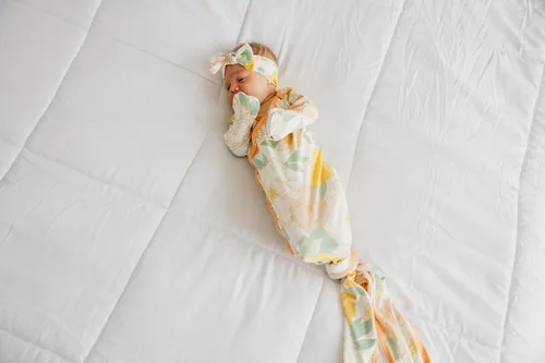 Vista 6 de Copper Pearl Vestido de bebé Dormir recién nacido anudado para bebé niño y niña, vestidos suaves y elásticos de manga larga con lazo inferior
