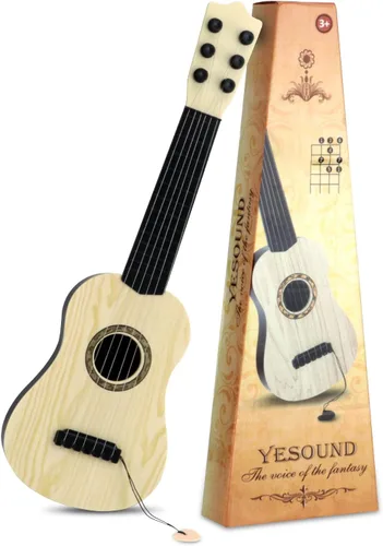 Vista 7 de Guitarra de juguete para niños de 6 cuerdas, guitarra de 17 pulgadas para bebés, linda rima, instrumento musical educativo de desarrollo para niños