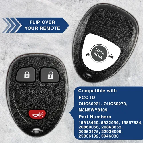 Vista 5 de KeylessOption llavero control remoto de repuesto de 3 botones para acceso sin llave a automóvil, Negro