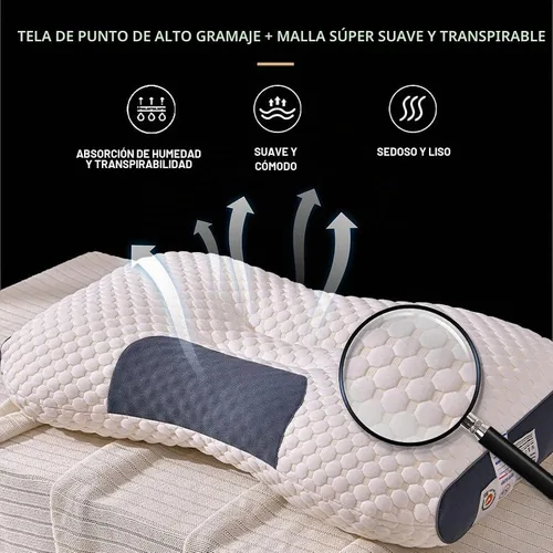 Vista 4 de Almohadas para dormir de lado, almohada de protección de vértebra cervical, almohada de cama de altura ajustable para dolor de cuello, almohada