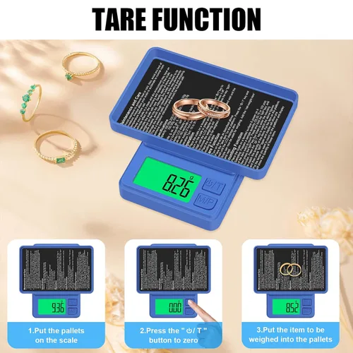 Vista 5 de Báscula de bolsillo de 1000 g/0.1 g, báscula digital de cocina de alta precisión Diyife, pantalla LCD, 7 unidades con función de tara, adecuada