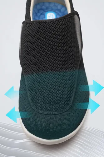 Vista 4 de Zapatos para diabéticos para mujer con velcro ajustable, zapatos anchos para caminar para personas mayores, pies hinchados, antideslizantes