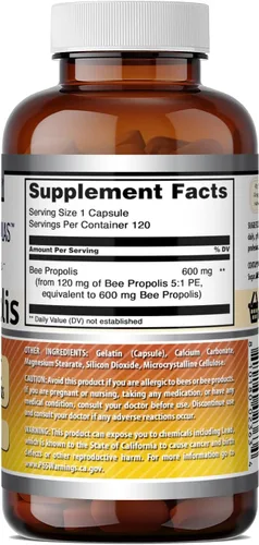 Vista 5 de Amazing Formulas Suplemento de propóleo de abeja 600 mg por porción 120 cápsulas Sin OMG Sin gluten Fabricado en Estados Unidos